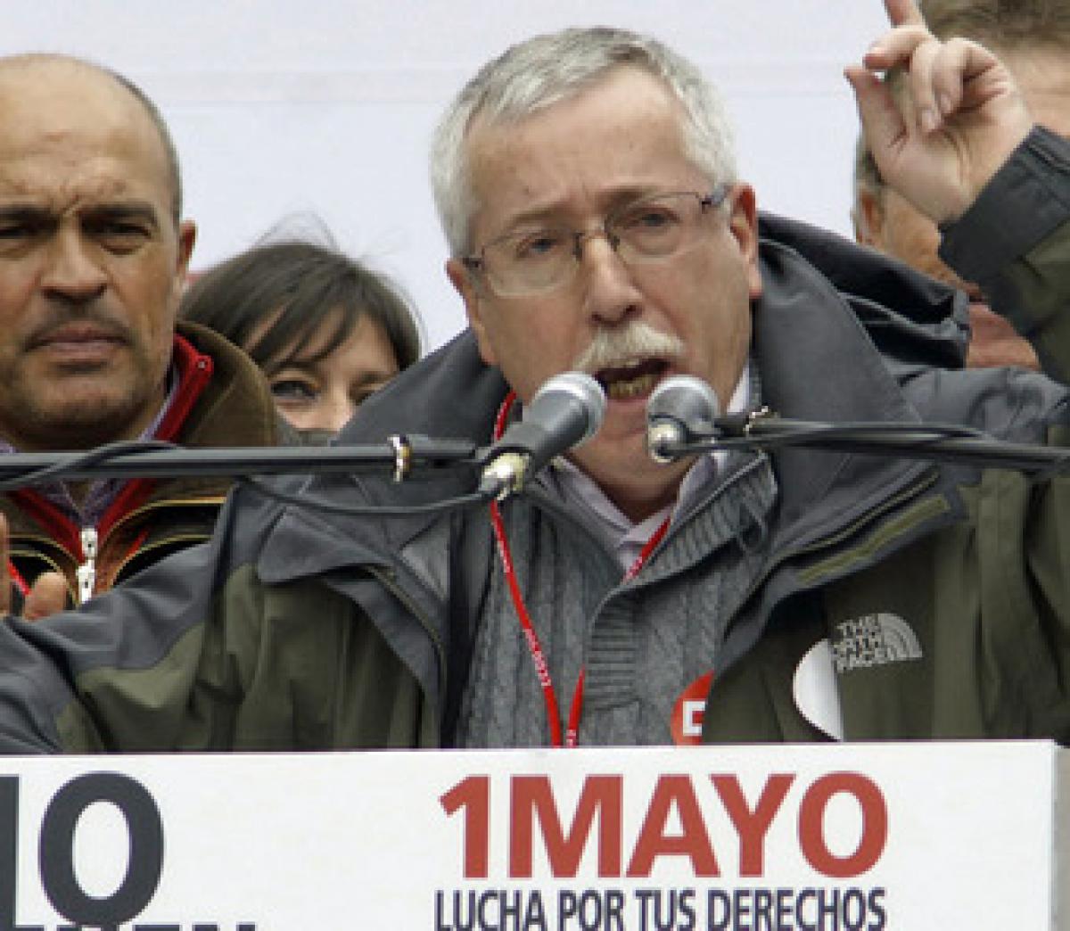 Toxo al finalizar la manifestación del 1 de mayo en Madrid.